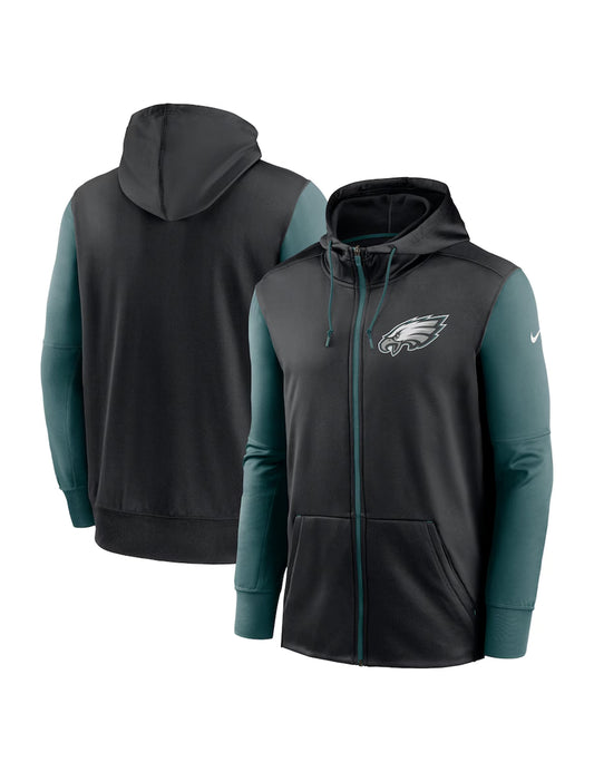 NIKE PHILADELPHIA EAGLES      Hanorac negru Performance cu fermoar complet pentru bărbați i771