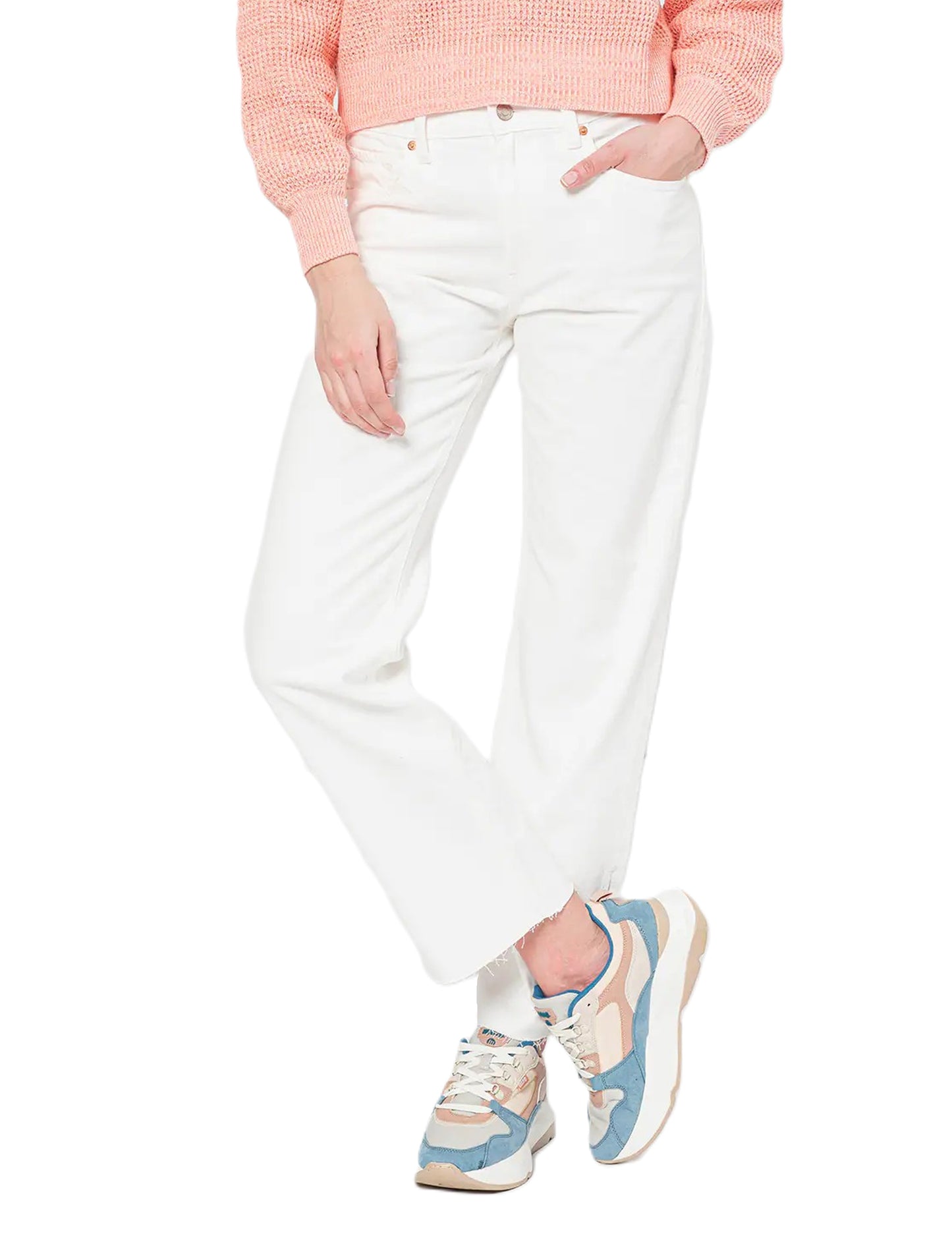 GAP - Blugi relaxed fit cu slituri laterale la terminatie, Alb. i205